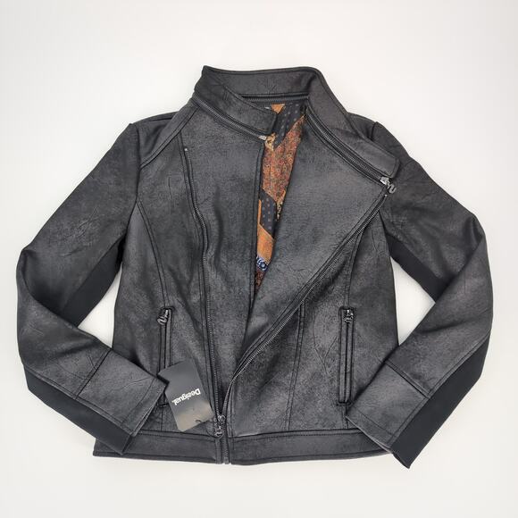 Desigual Millet Women's Black Front Zipper Motorcycle Jacket - US Size 6 - NWT - Picture 5 of 16